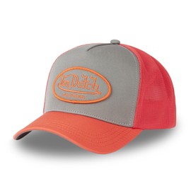 Von Dutch Men's & Women's Cap, FLAME Trucker Cap, Adjustable, Grey/Orange/Fuchsia, One Size