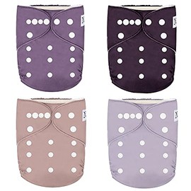 Amethyst 4-Pack Cloth Pocket Diapers with 4 Bamboo Inserts