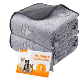 LOOBANI Washable Pee Pads for Dogs, Fast Absorption Reusable Puppy Pads, Waterproof Whelping Pads, Non Slip Training Pads Pet Playpen Mat for Floor, Dog Crate, Grey 2 Pack 31 x 36 in
