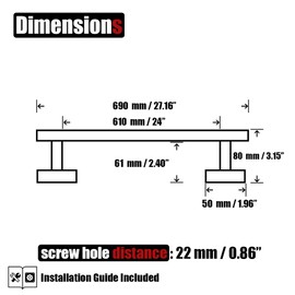 JQK Bath Towel Bar, 27 Inch 304 Stainless Steel Thicken 0.8mm Towel Rack Bathroom, Towel Holder Brushed Finished Wall Mount, Useable Length 24 Inch, TB110L24-BN