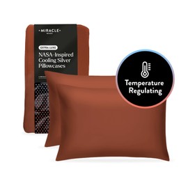 Miracle Made Pillow Cases Newly Improved Extra Luxe Cool IT - 2 Pack Terracotta Pillowcases - Silver Infused Cooling Pillow Case 300 Thread Count - Thermoregulating Fabric - Pillow Cases Standard Size