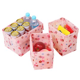 Astro 820-39 Antibacterial Vegetable Storage Bags, Pink, Cherry Blossom Pattern, Set of 3 (2 Medium Size, 1 Large Sheet), Non-Woven Fabric, Odor Resistant, Divider, Storage Bag