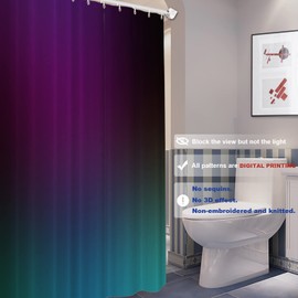 Batmerry Purple Teal Blue Green Decorative Shower Curtain, Fancy Green Teal Black Shower Cute Long Wide with Rust Proof Grommets for Bathroom Farmhouse Waterproof Washable