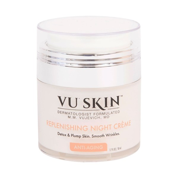 VU SKIN SYSTEM Replenishing Night Crème – Moisturizing Face Cream with Botanical Extracts, Hyaluronic Acid and Argan Oil to Moisturize, Hydrate and Soften Facial Skin