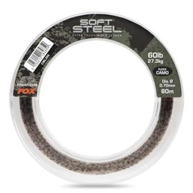 Fox Soft Steel Fleck Camo Leader 60 lb (27.3 kg) 0.70 mm - 80 m Leader, Leader Line, Leader Material, Carp Line