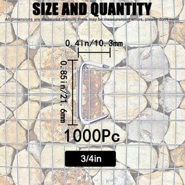 1000Pcs 3/4" Galvanized Hog Rings Assortment Kit, Professional Hog Rings Installation Kit for Bungee Shock, Cords, Animal Pet Cages