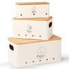 Clewcks Kitchen Vegetable Storage Tins Set of 3 for Potatoes,