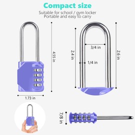 KAWAHA CL21VP 2.6 Inch Long Shackle Combination Lock, 4 Digit Combination Padlock Set Your own Combination for Gym Locker Lock, School, Gates, Doors, Toolbox, Hasps and Storage (Very Peri (L) *1)