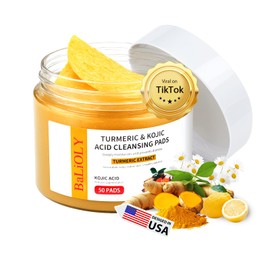 Turmeric Kojic Acid Cleansing Pads,Turmeric Pads for Face Scrub,kojic acid and turmeric pads exfoliating face scrub 50PCS