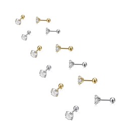 Kstudent 6 Pairs Titanium Earrings Studs, Hypoallergenic Stud Earrings for Women Girls Men