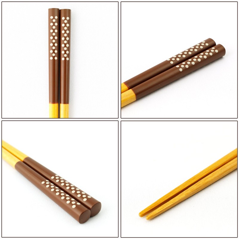 isida Chopsticks Lunch Dots Mini Brown 18 cm