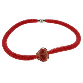 GlassOfVenice Murano Glass Rose Flower Necklace - Red