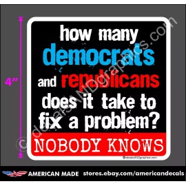 TRUMP 2024 STICKER HOW MANY DEMOCRATS AND REPUBLICANS MAGA DEPLORABLE DECAL