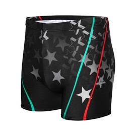 KANAV Men's Athletic Square Leg Swimsuit Jammers Durable Compression Swim Briefs Training Bathing Swimming Shorts Black/Grey