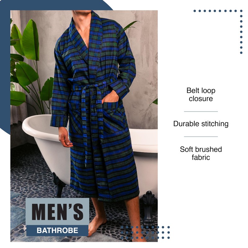 NORTY Soft Brushed-Cotton Bathrobe for Men - Robe with Shawl