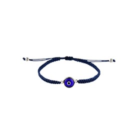 Evil Eye Bracelet Navy Cord Hand-Knotted Macrame, Turkish, Greek, Mati Good Luck Charm Turquoise Glass Eye