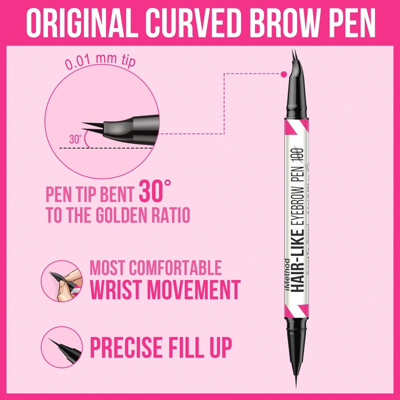 iMethod Curved Eyebrow Pencil, Eyebrow Pencil, 2-in-1 Dual-Ended Eyebrow Pencil