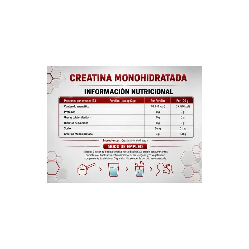 Creatina Monohidratada en Polvo Bonsanté Labs Sin Sabor 400g