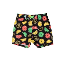 RUGGEDBUTTS Boys UPF50+ Sun Protection Fruits & Florals Swim Trunks - Neon Black Citrus, 4T