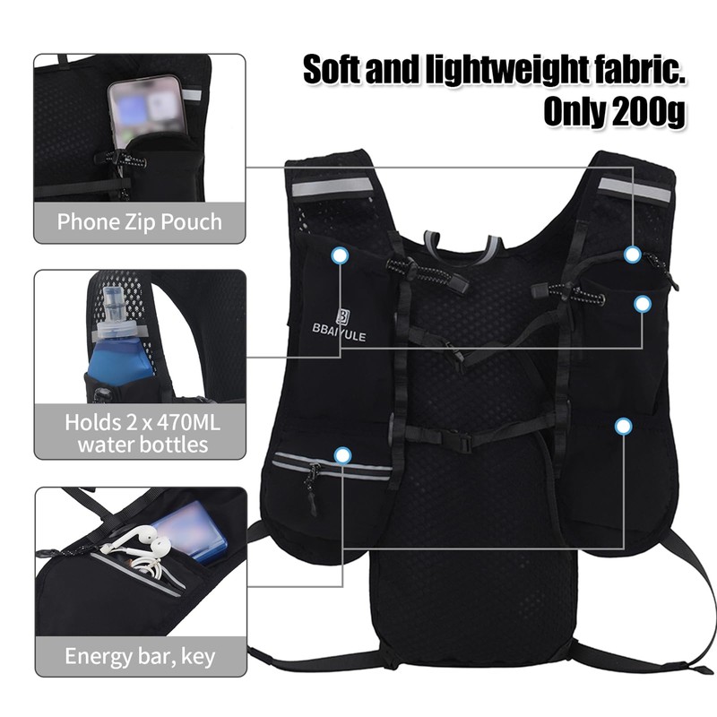 BBAIYULE® Hydration Backpack with Optional Hydration Bladder, BPA-Free, Running Backpack,
