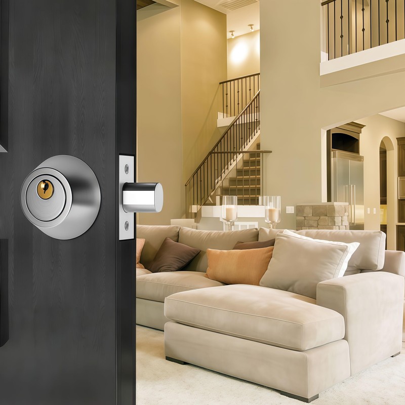 Eiqikayo Silver Steel Double-Head Cylinder Deadbolt Lock- High Security Anti-Kick