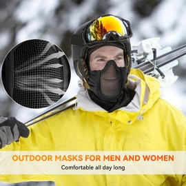 Qavctw Ski Mask for Men Women, Outdoor Face Mask Anti-Fog Glasses, Balaclava Ski Mask with Mesh Mouth Guard, Tactical Mask with Full Face Protection for Outdoor Skiing, Snowboarding, Motorcycle Riding