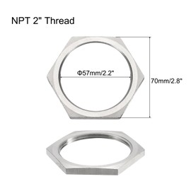 QUARKZMAN Stainless Steel 304 Cast Pipe Fitting Hex Nut, 304 Stainless Steel Hex Nut NPT 2 Inch Female Thread for Installing Pipes and Undercleaner