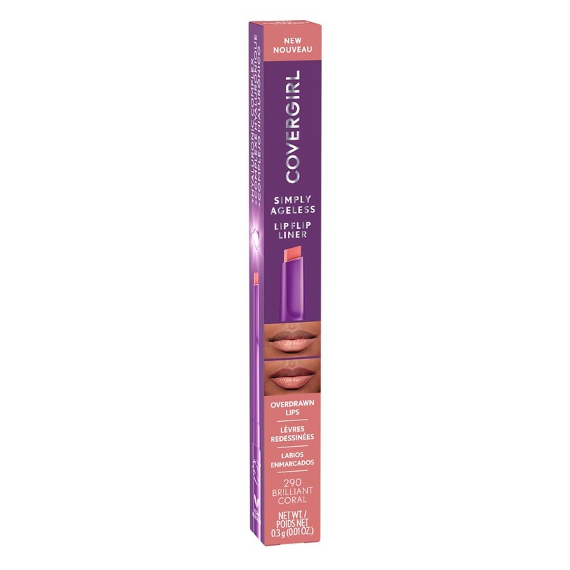 COVERGIRL Simply Ageless Lip Flip Liner, Brilliant Coral, Pack of