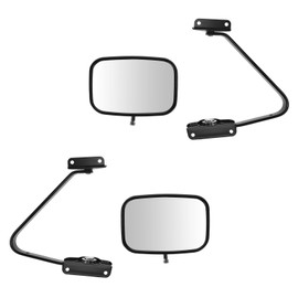 TRQ Driver & Passenger Side Mirror Set Manual with Smooth Housing with Smooth Black Housing Compatible with 80-97 Ford FO1320101 FO1321101