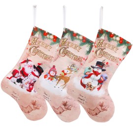 QKURT Christmas Socks, 12 Inch Set of 3 Santa Claus/Snowman/Reindeer Classic Christmas Sign for Christmas Ornament Party Decoration Gifts