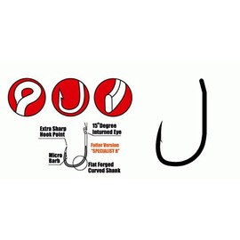 Gamakatsu Specialist Rx Hooks - 10 Carp Hooks for Carp Fishing, Fishing Hooks for Carp Fishing, Single Hooks, Eye Hooks, Size: 2