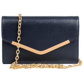 Autumnwell Clutch Purse Evening Bag for Women，Envelope Handbag With Detachable Chain for Wedding and Party (navy)
