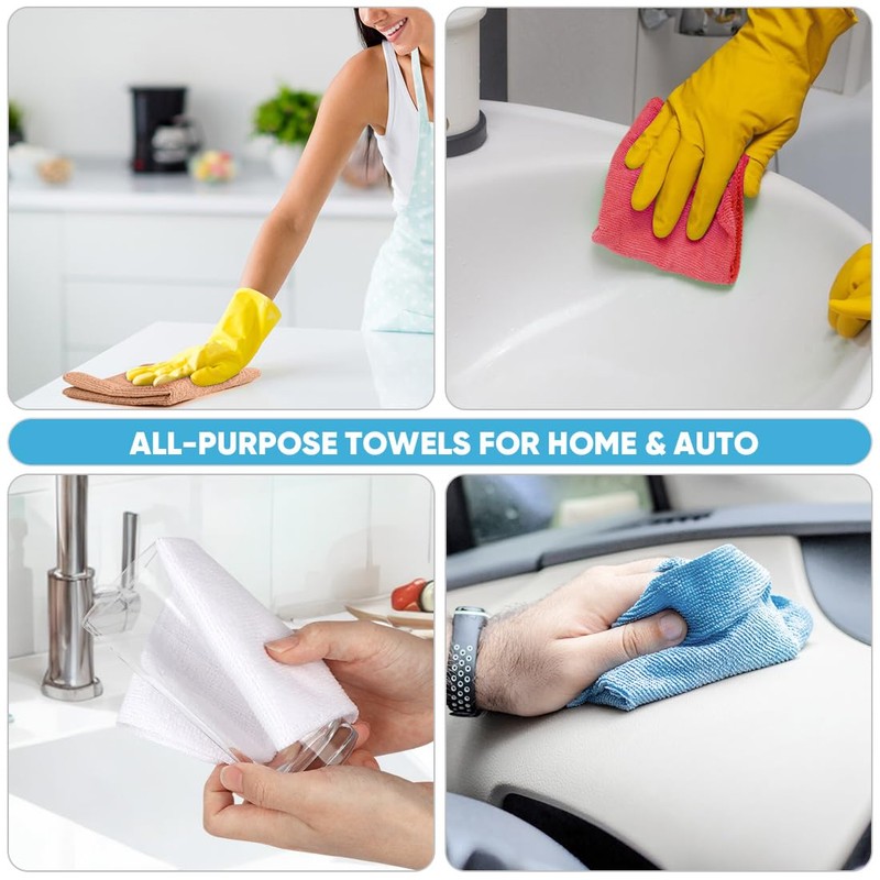 AIDEA Microfiber Cleaning Cloth Roll, 55 Sheets Shop Towels Washable,