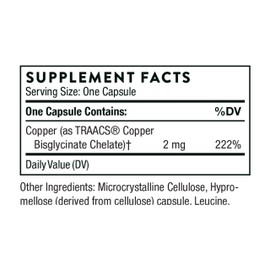 THORNE Thorne Copper Bisglycinate - Well-Absorbed Trace Mineral Supplement - 60 Capsules