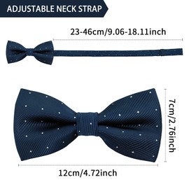 AUSUAYA Men's Bow Tie and Pocket Square Set, Unisex Design Bow Tie and Pocket Square for Business Formal Tuxedo or Wedding MB-T8, navy blue