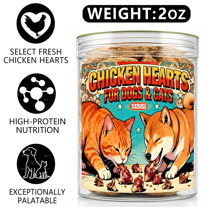 xixisusu Freeze Dried Chicken Hearts for Dogs and Cats -