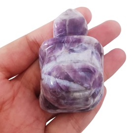 Loveliome Amethyst Turtle Crystal Statue, 2 Inches Natural Palm Healing Stone Carved Figurine Home Decor