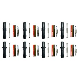 Set (8) OEM Platinum Spark Plugs + 8 Ignition Coil Boots For Ford 04-10