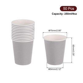 sourcing map Colorful Disposable Paper Cups,50 PCS 9 OZ Creative Educational Toys Arts Craft Supplies, DIY Paper Cups for Parties (Grey)