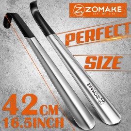 Zomake Shoe Horn Long Handle For Seniors 2 Pack,metal Long Shoehorn Fo