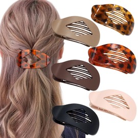 6PCS Flat Hair Claw Clips For Women, Curved Design Duckbill Clips For Thick Fine Hair, Large Strong Hold Banana Clip Hairs-Grip Accessories Girls Mothers Sister Bestie, Bobby Pins Birthday Gifts