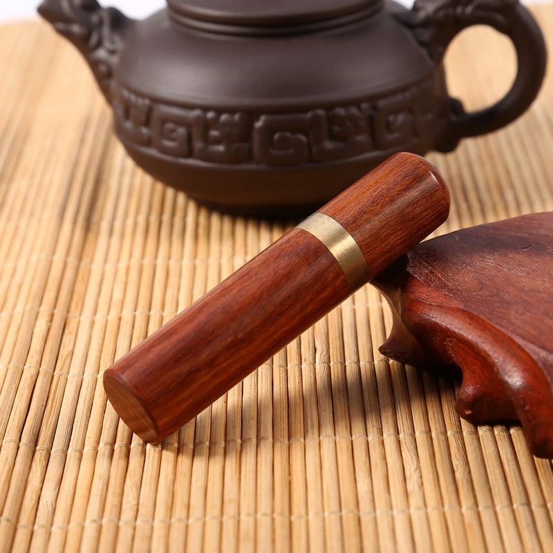 Wooden Toothpick Holder Capsule, Portable Rosewood Case with Screw Connection