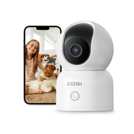 ZOSI Security Camera, 2K, 3 Megapixels, 360° PT Tilt (Bobble), Indoor, AI Human Body Detection, Automatic Tracking, Two-Way Audio, Motion Detection Recording, Night Vision Function, Remote Control,