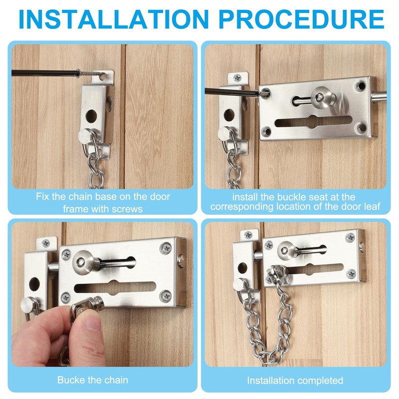 PATIKIL Slide Bolt Gate Latch with Chain Door Guard Lock,