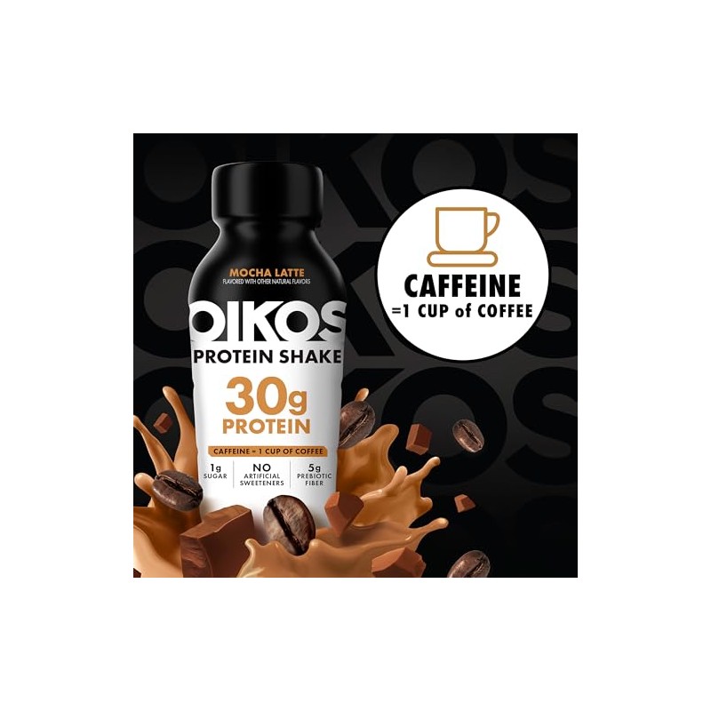 Oikos 30g Protein Shake, Mocha Latte, Shelf Stable, High Protein