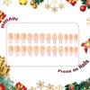 IMRAIN Christmas Press on Nails Long Coffin Fake Nails White