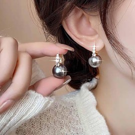 Xmsrn Vintage Crystal Pearl Dangle Earrings Rhinestone Pearl Earrings Boho Pearl Hoop Earrings Cz Pearl Drop Earrings for Women