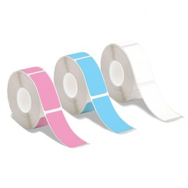 Bamyli 3 Rolls Label Maker Tapes for phomemo D30, Printer Sticker Labeling Tape, 12 x 40mm Label Printer Paper Waterproof Thermal Label Tape(White/Pink/Blue)