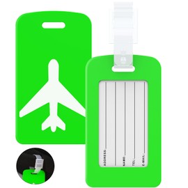2 Pack Silicone Luggage Tags for Suitcases, Bag Tags for Luggage, Waterproof and Durable Suitcase Tags, Travel Accessories (Light Green)