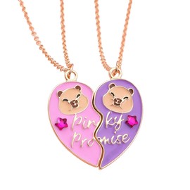 Saalort Best Friend Necklace for 2, Split Heart Capybara Matching Friendship Jewelry for Women Bestie (Purple)